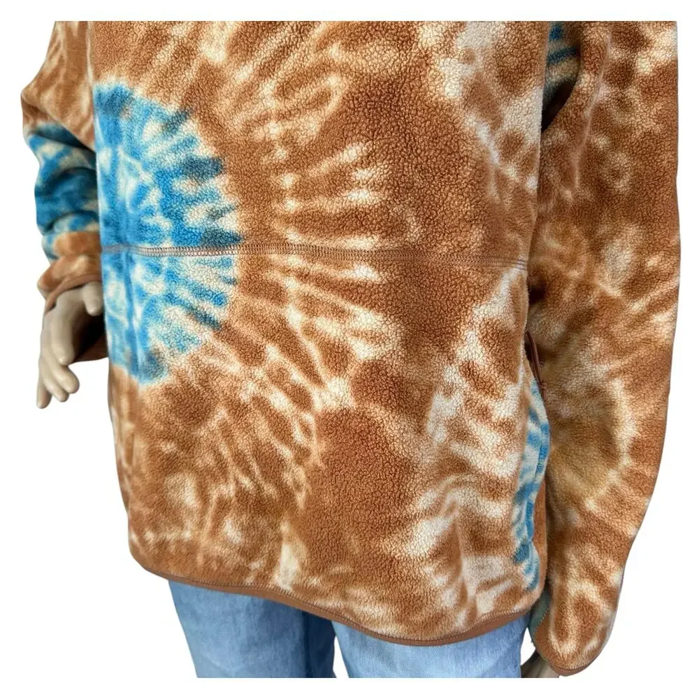 J. Crew Nordic Micro-Fleece Half-Zip Pullover in Tie Dye Brown Blue Size M